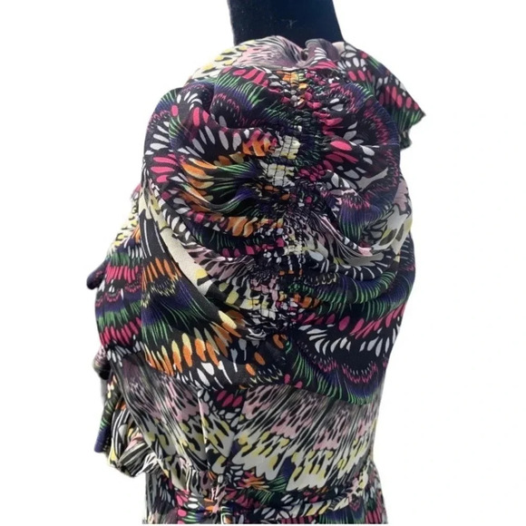 Jill Stuart Women’s Butterfly Pattern Ruffle Wrap Mini Dress Puff Sleeve Size 2 - Picture 3 of 7